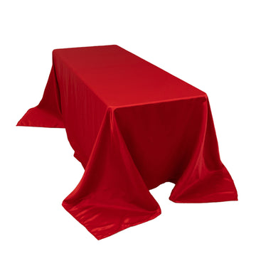 Lamour Satin 90"x132" Rectangle Tablecloth Red - Soft & Silk-Like Seamless Table Cover