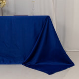 90x132inch Royal Blue Seamless Lamour Satin Rectangle Tablecloth for 6 Foot Table