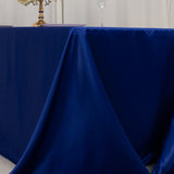 90x132inch Royal Blue Seamless Lamour Satin Rectangle Tablecloth for 6 Foot Table