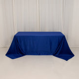 90x132inch Royal Blue Seamless Lamour Satin Rectangle Tablecloth for 6 Foot Table