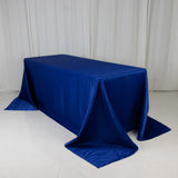 90x132inch Royal Blue Seamless Lamour Satin Rectangle Tablecloth for 6 Foot Table