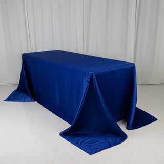 <h3 style="margin-left:0px;"><strong>Luxurious Royal Blue Lamour Satin Rectangle Tablecloth</strong>