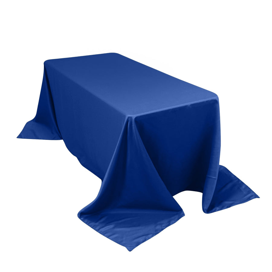 90x132inch Royal Blue Seamless Lamour Satin Rectangle Tablecloth for 6 Foot Table