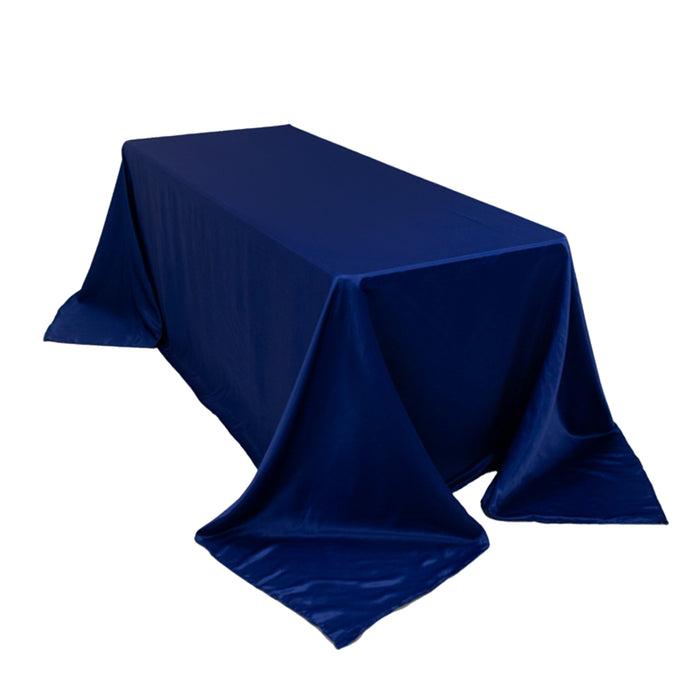 90x132inch Royal Blue Seamless Lamour Satin Rectangle Tablecloth for 6 Foot Table