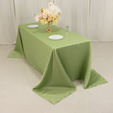 90x132inch Sage Green Seamless Lamour Satin Rectangle Tablecloth for 6 Foot Table