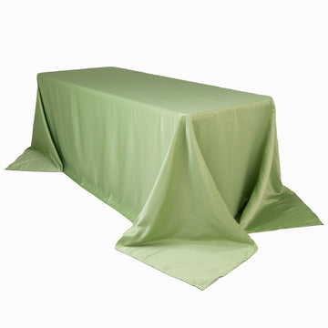 Lamour Satin 90"x132" Rectangle Tablecloth Sage Green - Soft & Silk-Like Seamless Table Cover