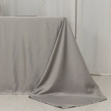 90x132inch silver Seamless Lamour Satin Rectangle Tablecloth for 6 Foot Table