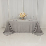 90x132inch silver Seamless Lamour Satin Rectangle Tablecloth for 6 Foot Table