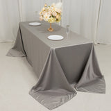 90x132inch silver Seamless Lamour Satin Rectangle Tablecloth for 6 Foot Table