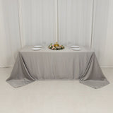 90x132inch silver Seamless Lamour Satin Rectangle Tablecloth for 6 Foot Table