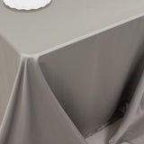 90x132inch silver Seamless Lamour Satin Rectangle Tablecloth for 6 Foot Table