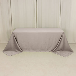 <h3 style="margin-left:0px;"><strong>Luxurious Silver Lamour Satin Rectangle Tablecloth</strong>