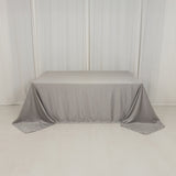 90x132inch silver Seamless Lamour Satin Rectangle Tablecloth for 6 Foot Table