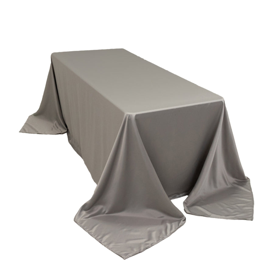 90x132inch silver Seamless Lamour Satin Rectangle Tablecloth for 6 Foot Table