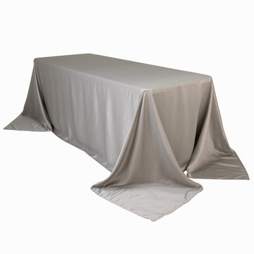 Lamour Satin 90"x132" Rectangle Tablecloth Silver - Soft & Silk-Like Seamless Table Cover