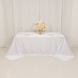 90x132inch white Seamless Lamour Satin Rectangle Tablecloth for 6 Foot Table