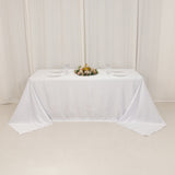 90x132inch white Seamless Lamour Satin Rectangle Tablecloth for 6 Foot Table