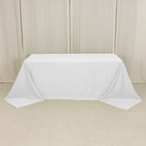 90x132inch white Seamless Lamour Satin Rectangle Tablecloth for 6 Foot Table