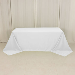 <h3 style="margin-left:0px;"><strong>Luxurious White Lamour Satin Rectangle Tablecloth</strong>