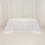 90x132inch white Seamless Lamour Satin Rectangle Tablecloth for 6 Foot Table