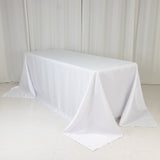 90x132inch white Seamless Lamour Satin Rectangle Tablecloth for 6 Foot Table