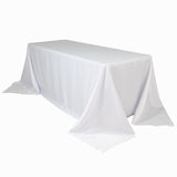 90x132inch white Seamless Lamour Satin Rectangle Tablecloth for 6 Foot Table