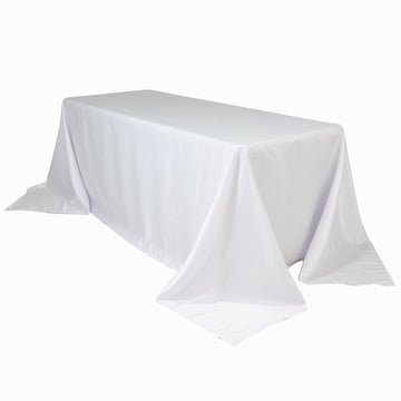 Lamour Satin 90"x132" Rectangle Tablecloth White - Soft & Silk-Like Seamless Table Cover for Weddings & Parties