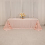 Blush Seamless Lamour Satin Rectangle Tablecloth - 90x156inch for 8 Foot Table