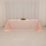 Blush Seamless Lamour Satin Rectangle Tablecloth - 90x156inch for 8 Foot Table