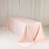 Blush Seamless Lamour Satin Rectangle Tablecloth - 90x156inch for 8 Foot Table