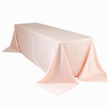 Lamour Satin 90"x156" Rectangle Tablecloth Blush - Luxurious, Soft Seamless Table Cover