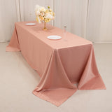 Dusty Rose Seamless Lamour Satin Rectangle Tablecloth - 90x156inch for 8 Foot Table