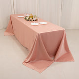 Dusty Rose Seamless Lamour Satin Rectangle Tablecloth - 90x156inch for 8 Foot Table