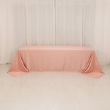 Dusty Rose Seamless Lamour Satin Rectangle Tablecloth - 90x156inch for 8 Foot Table