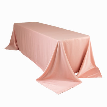 Lamour Satin 90"x156" Rectangle Tablecloth Dusty Rose - Luxurious, Soft Seamless Table Cover