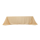 Beige Seamless Lamour Satin Rectangle Tablecloth - 90x156inch for 8 Foot Table