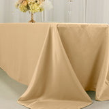 Beige Seamless Lamour Satin Rectangle Tablecloth - 90x156inch for 8 Foot Table