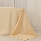 Beige Seamless Lamour Satin Rectangle Tablecloth - 90x156inch for 8 Foot Table