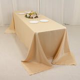 Beige Seamless Lamour Satin Rectangle Tablecloth - 90x156inch for 8 Foot Table