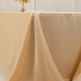 Beige Seamless Lamour Satin Rectangle Tablecloth - 90x156inch for 8 Foot Table