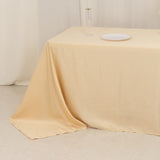 Beige Seamless Lamour Satin Rectangle Tablecloth - 90x156inch for 8 Foot Table