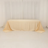 Beige Seamless Lamour Satin Rectangle Tablecloth - 90x156inch for 8 Foot Table