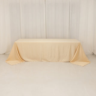 <h3 style="margin-left:0px;"><strong>Luxurious Beige Lamour Satin Rectangle Tablecloth 90"x156"</strong>