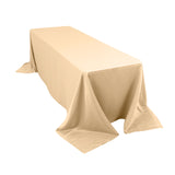 Beige Seamless Lamour Satin Rectangle Tablecloth - 90x156inch for 8 Foot Table