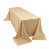 Beige Seamless Lamour Satin Rectangle Tablecloth - 90x156inch for 8 Foot Table