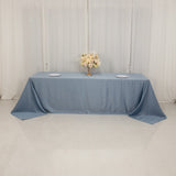 Dusty Blue Seamless Lamour Satin Rectangle Tablecloth - 90x156inch for 8 Foot Table