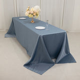 Dusty Blue Seamless Lamour Satin Rectangle Tablecloth - 90x156inch for 8 Foot Table