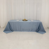 Dusty Blue Seamless Lamour Satin Rectangle Tablecloth - 90x156inch for 8 Foot Table