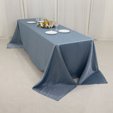 Dusty Blue Seamless Lamour Satin Rectangle Tablecloth - 90x156inch for 8 Foot Table