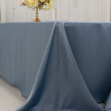 Dusty Blue Seamless Lamour Satin Rectangle Tablecloth - 90x156inch for 8 Foot Table